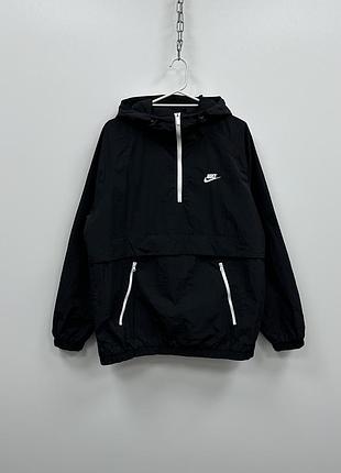 Шикарна куртка nike nsw woven nylon half zip hooded anorak jacket black