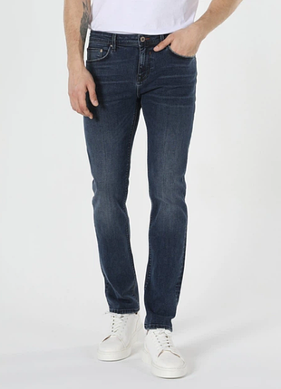 Мужские джинсы slim fit colin's темно-серые размер 44-46 s-m колинс с потертостями хлопок стрейчевые тянутся оригинал модные брендовые черные джинсы