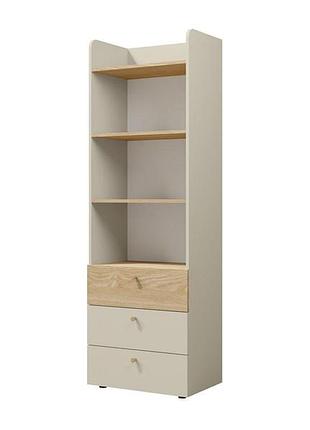 Стеллаж с ящиками yuki reg 5 серо-бежевый/масло дуба 60x185x40 см, лдсп с доводчиками