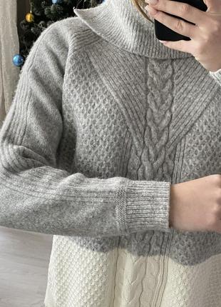 Очень крутой вязаной тёплый свитер с высоким горлом и оригинал оверсайз свободный4 фото