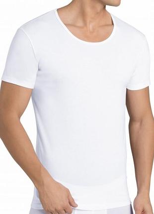 Коттоновая, хлопковая хлопковая футболка sloggi men 24/7 h o-neck белая