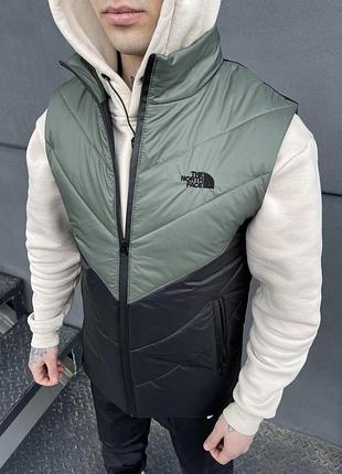 Жилетка чоловіча the north face | безрукавка весняна хакі/чорна