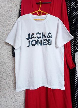 Футболка надпись белая jack&amp;jones коттон