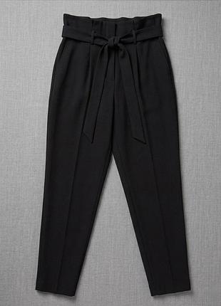Черные классические брюки бананы h&amp;m с высокой посадкой и поясом, размер m (eur 38)