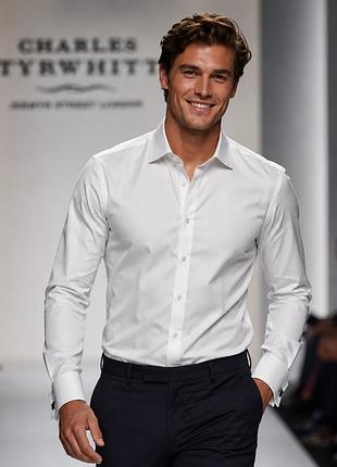 Сорочка чоловіча charles tyrwhitt біла m (100% бавовна)