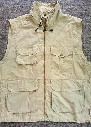 Безрукавка woodland adventure wear l хакі сафарі туристична жилетка з кишенями