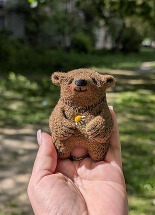Брошь вальяна из шерсти медведь ромка