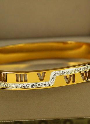 Браслет бенгл xuping jewelry жорсткий roman numeral 60 мм на руку від 17 до 19 см лимонний