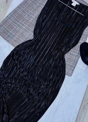 Міді сукня h&m s xs плаття прямого крою святкова сукня пліссе сатинове плаття