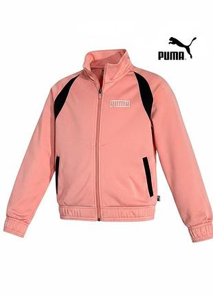Оригинальная детская олимпийка puma для девочки на рост 140см розовая спортивная кофта пума детское зип худи мастерка форма детский реглан а1