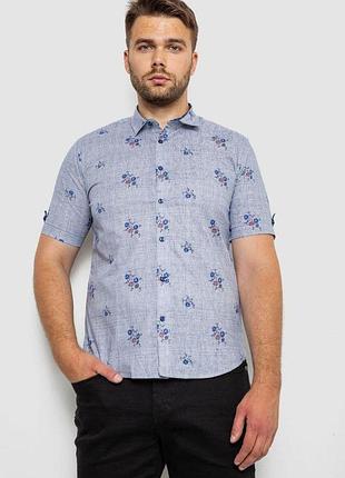 Сорочка чоловіча з принтом, колір синій, 214r6917-88 7xl, 62, 7xl