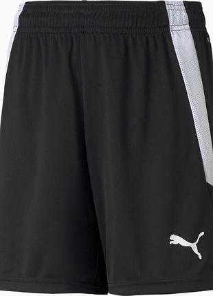 Шорти puma teamliga shorts jr чорний, білий діти 152 см