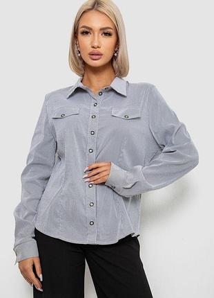Рубашка классическая в полоску, цвет серый, 230r641-1