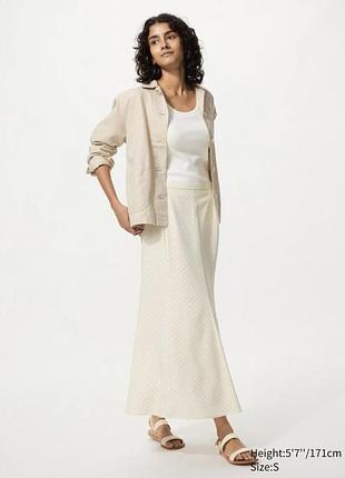 Спідниця uniqlo біла в горох mermaid maxi skirt | print