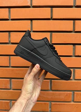 Мужские кроссовки nike air force 1 '07 black premium черные кожаные демисезонные унисекс найк аэр форс 36 - 45