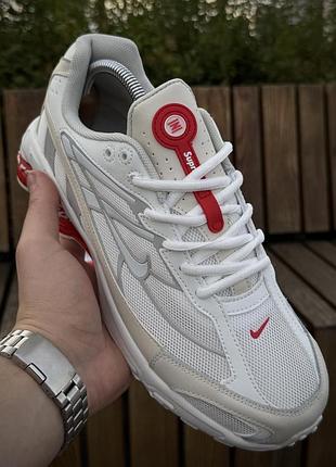 Кросівки nike shox ride 2 sp x supreme, світлі з червоним
