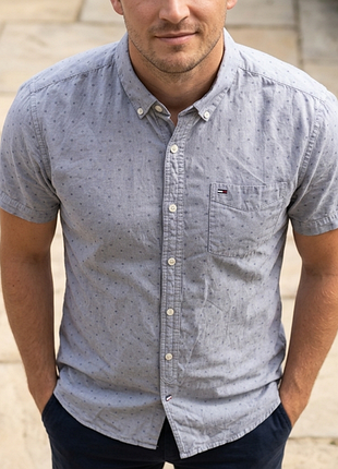 Сорочка\рубашка hilfiger denim slim fit snowflake printed shirt