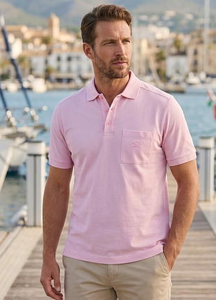 Поло\футболка paul &amp; shark light pink pocket polo