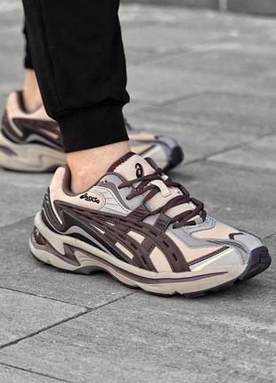 Термо кроссовки мужские зимние asics gel-preleus бежевые кожаные, асикс гель с влагозащитой