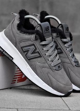 Зимние мужские кроссовки new balance хаки замшевые, кроссовки нью баланс олива с мехом зима качественные
