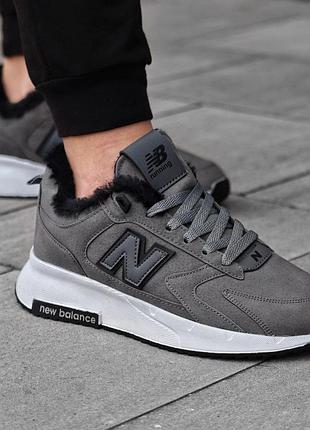 Термо кроссовки мужские зимние new balance хаки замшевые, нью баланс олива с мехом зима качественные 41 (26см)