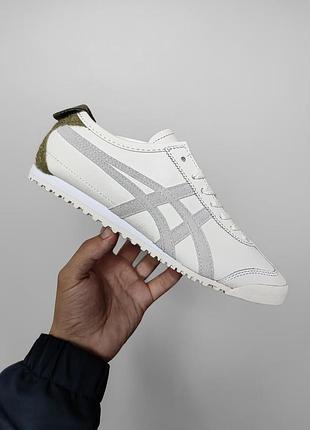 Белые кроссовки унисекс asics onitsuka tiger mexico 66 white green х асикс 36