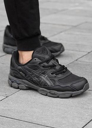Термо кросівки чоловічі зимові asics gel nyc gore-tex чорні шкіряні, асікс гель нюк з вологозахистом зима 43 (27.5см)