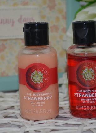 Фірмовий набір лосьйон і гель для тіла полуниця strawberry the body shop2 фото