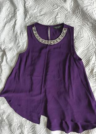 Блуза dorothy perkins 36р.женщина с стразами фиолетовая