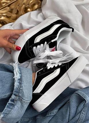Черно-белые кеды vans knu skool black white platform х ванс 39