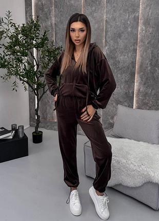 Костюм велюровый lm10532 коричневый l/xl