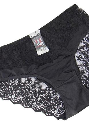 Трусики микрофибра с кружевом 5xl черные biweier 2123