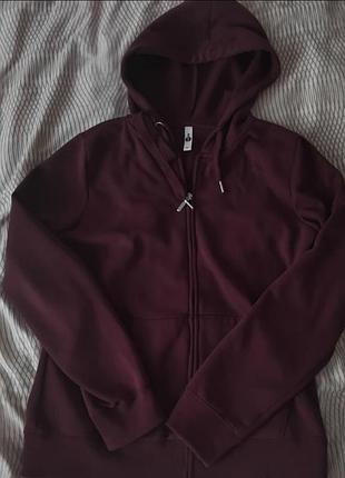 Худи бордовое на молнии oversize