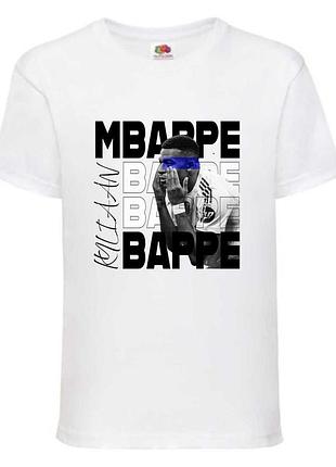 Футболка футбол килиан мбаппе (kylian mbappe 001) белая, 104-116-128-140-152-164 размер