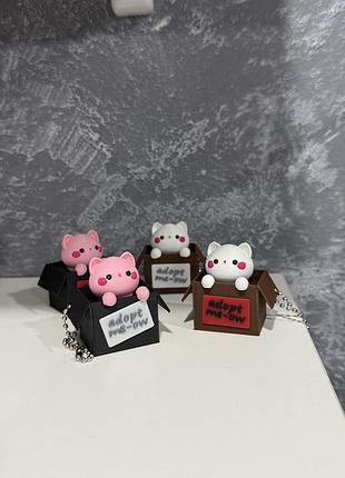 Брелок кликер котик в коробке, антистресс clicker