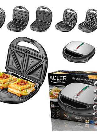 Вафельниця-горішниця-гриль-бутербродниця adler ad 3040 - 5в1. 1200 вт