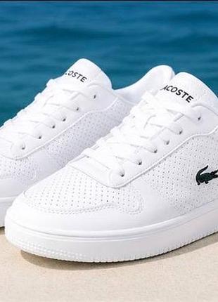 Кросівки чоловічі лакоста кеди білі на літо lacoste легкі та зручні на щодень чоловіче літнє взуття