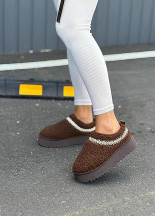 Зимние женские ugg tasman замшевые коричневые утепленные с мехом стильные угги тасман замша зима 41