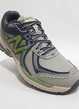 Останній розмір! 44 чоловічі кросівки new balance текстиль з шкірою весна/літо бежеві с сірим