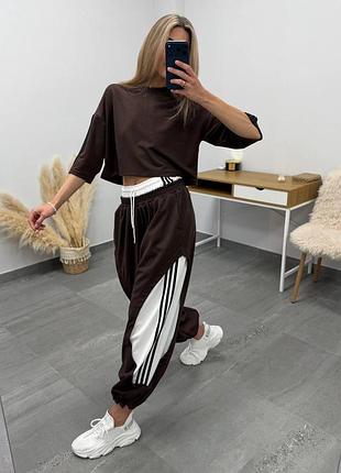 Женский спортивный костюм oversize штаны и топ на рост от 168 см