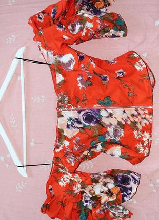 Топ h&m m-l жіночий бавовняний кораловий з квітами