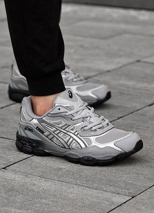 Термо кроссовки мужские зимние asics gel nyc gore-tex серые кожаные, асикс гель с влагозащитой 41 (26см)