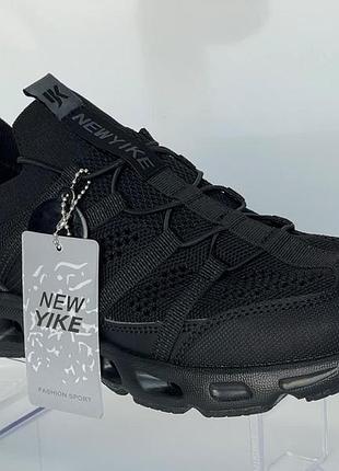 Легкие мужские летние мокасины new yike с сквозной сеткой дышащие черные