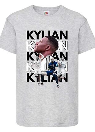 Футболка футбол кіліан мбаппе (kylian mbappe 003) сіра, 104-116-128-140-152-164 розмір