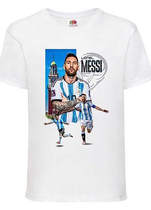 Футболка футбол лионель месси (lionel messi 004) белая, 104-116-128-140-152-164 размер