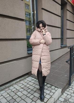Тепла зимова куртка курточка пальто пуховик оверсайз одіяло з капюшоном