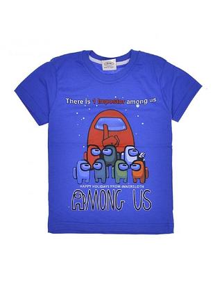 Футболка хлопчикам з малюнком among us (амонг ас) блакитна