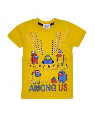 Футболка дитяча для хлопчика персонажі гри "among us" жовта 2-3 роки