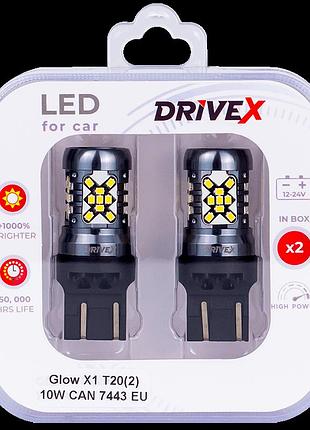 Світлодіоди в габаритні вогні. підсвітку номера та салона drivex glow x1 t20(2) 12-24v 10w can 1200lm 7443/w21/5w base-16mm eu