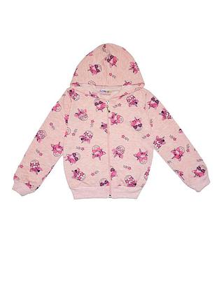 Кофта для девочки на молнии единорог розовая 122-128